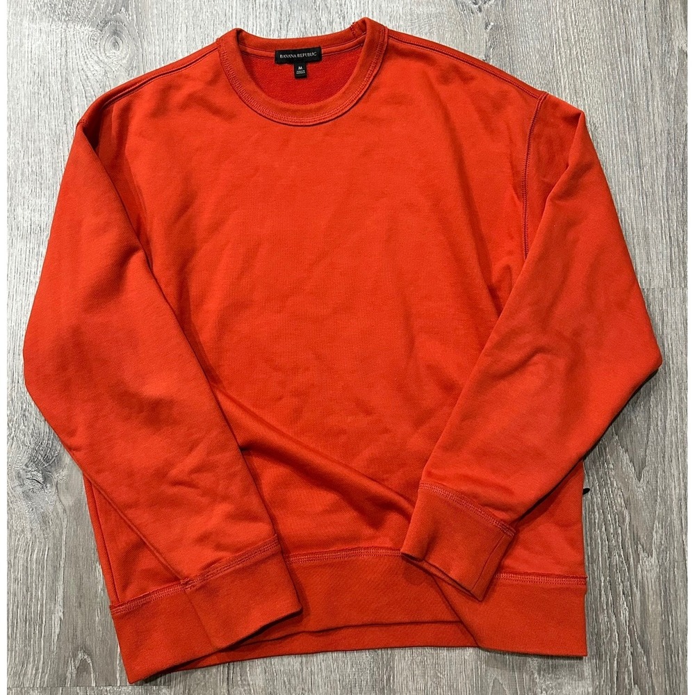 Banana Republic Sweater Mens Medium Orange Pullover Heavy Boxy Crewneck Sweater - Picture 11 of 13
